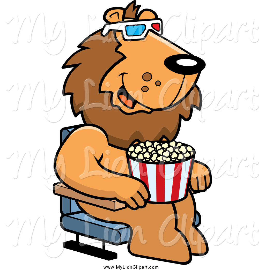Watching Movies Clipart Clipart Of A Lion Eating Popcorn And Watching