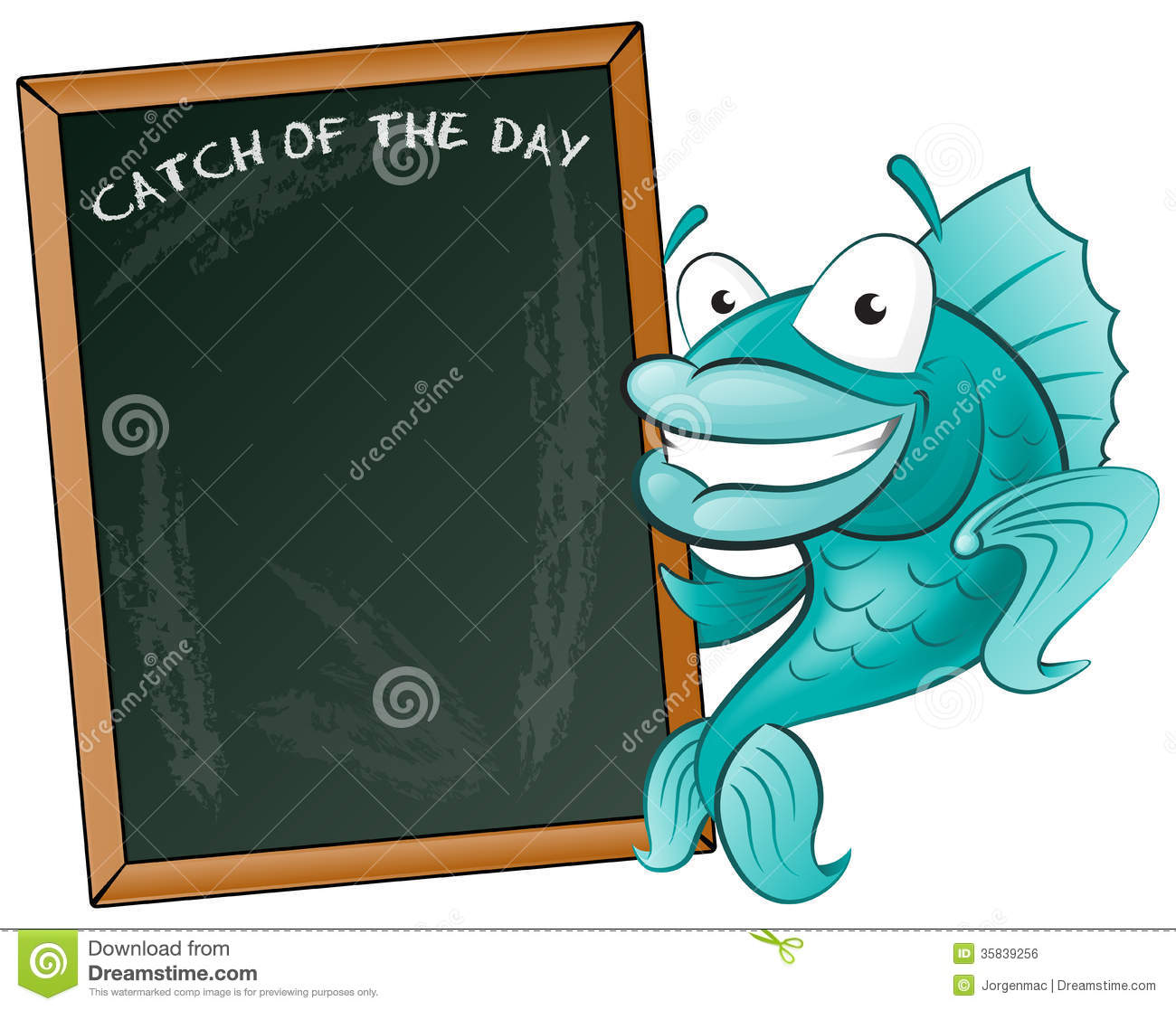 Great Illustration Of A Cute Cartoon Cod Fish Holding A Chalk Style