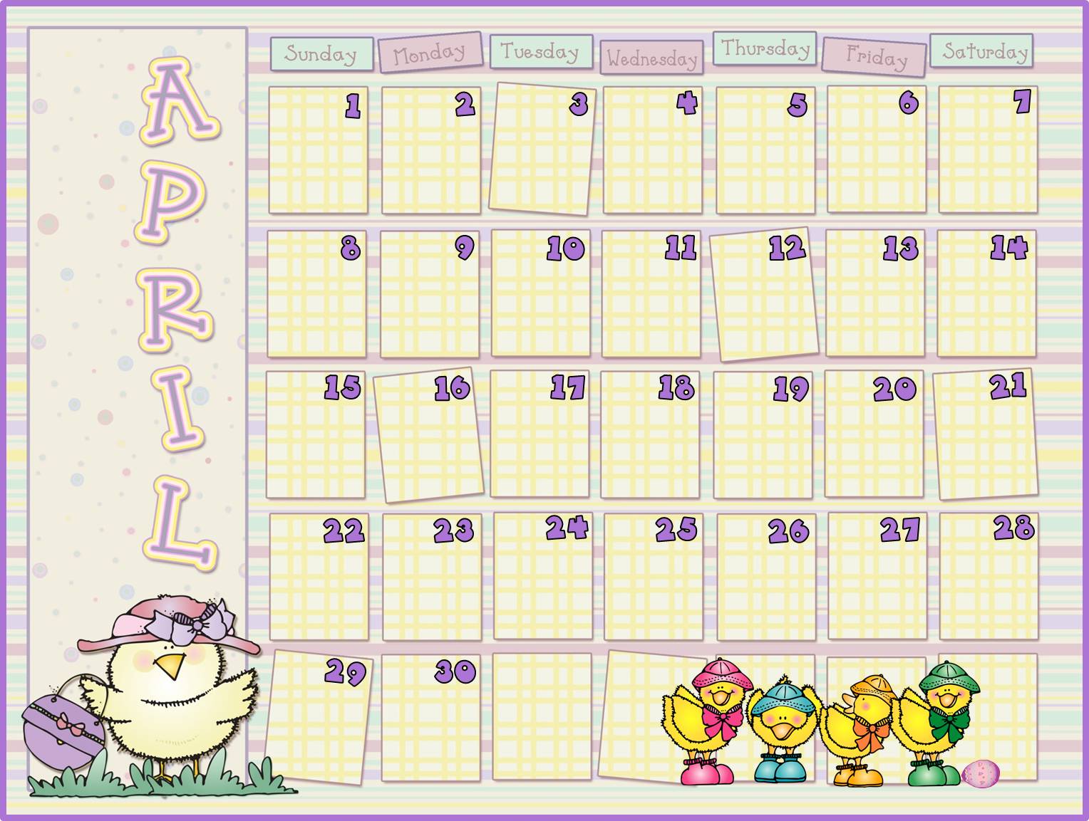 Back   Pix For   April Calendar Clipart