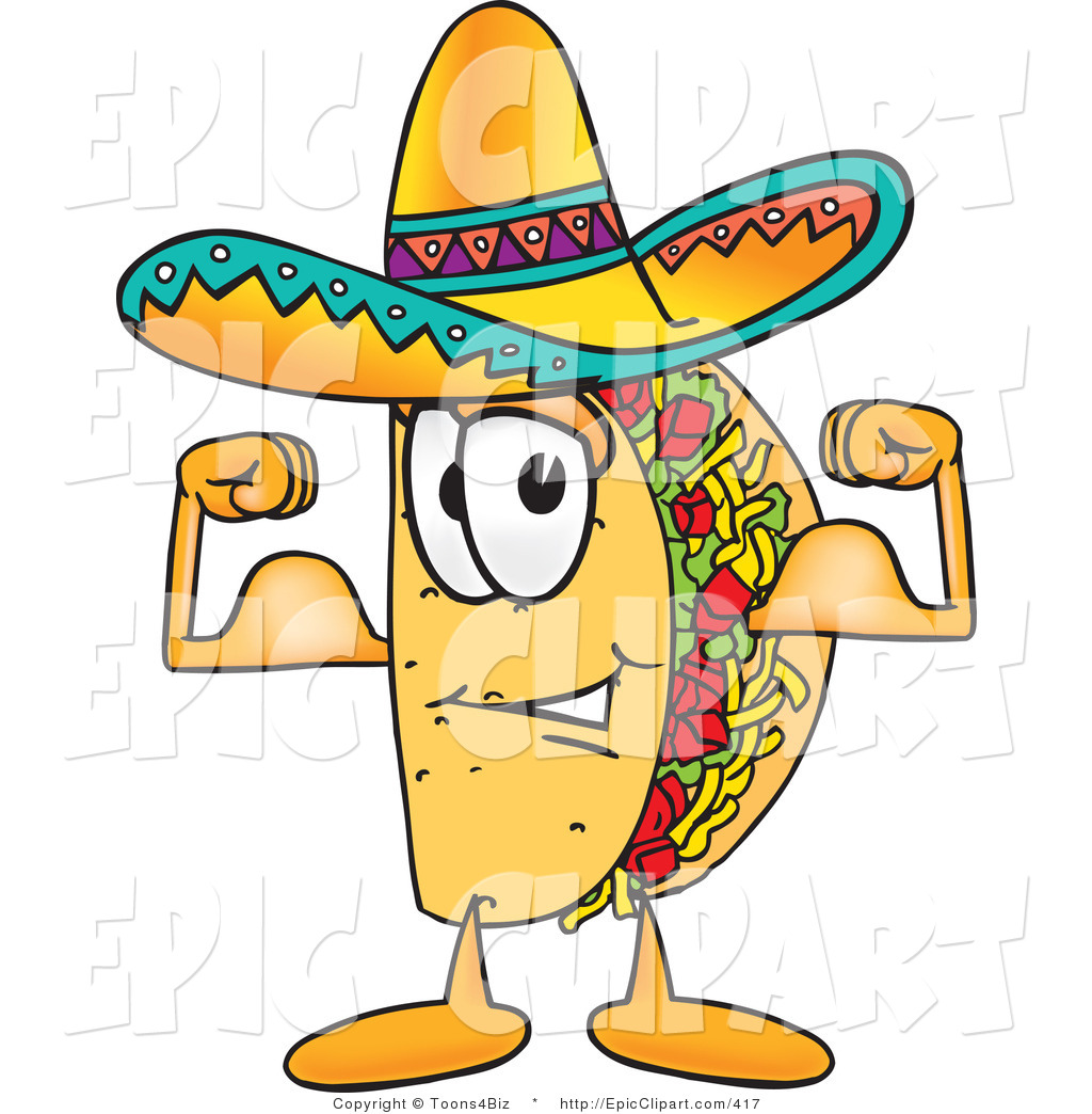 Vector Clip Art Of A Mexican Taco Mascot Cartoon Character Flexing His