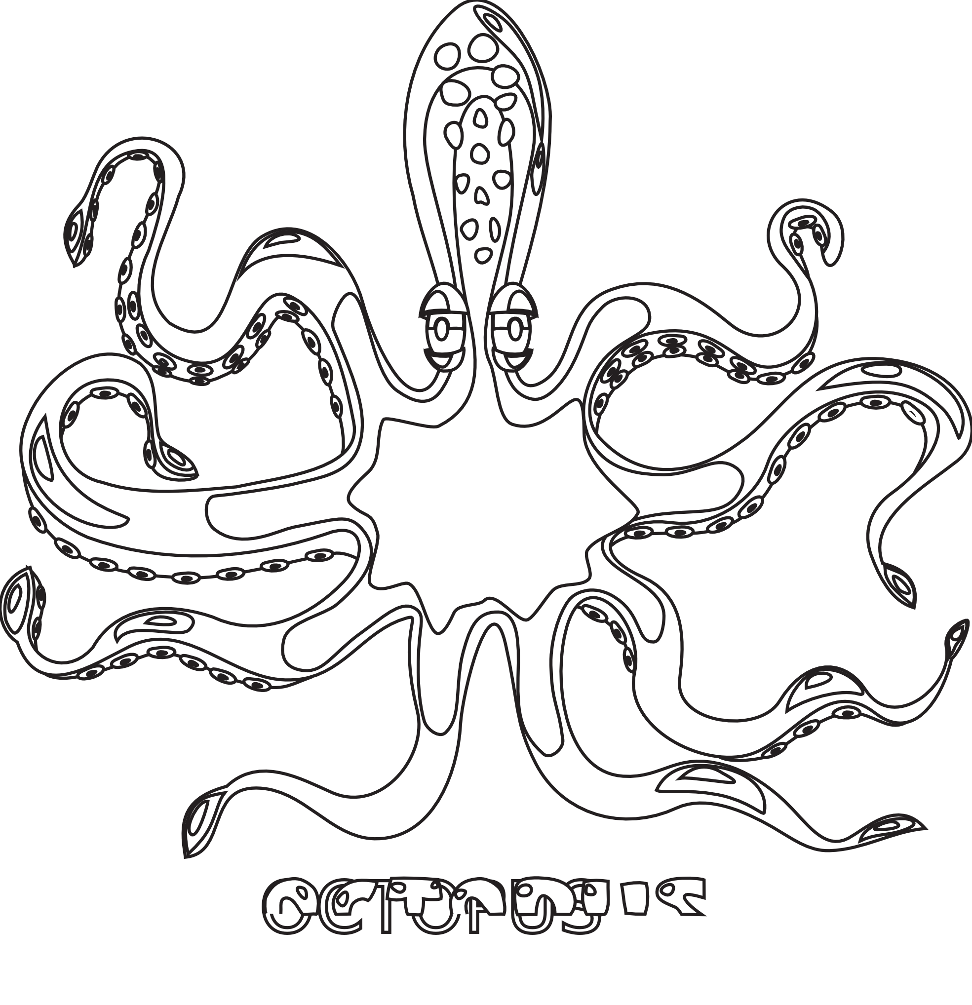 Octopus Black White Line Art Coloring Book Colouring Coloring Book