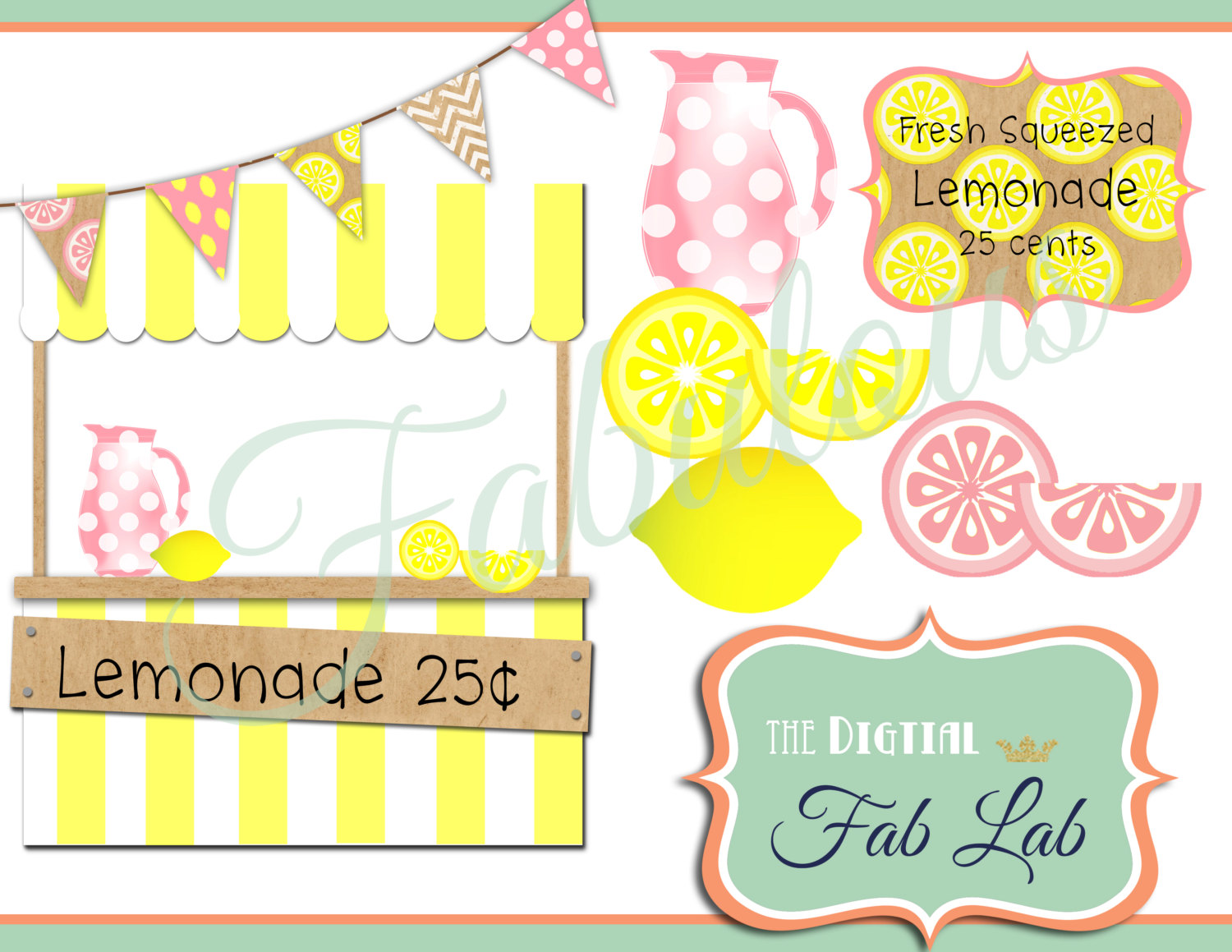 Pink Lemonade Digital Clipart Lemonade Stand By Digitalfablab