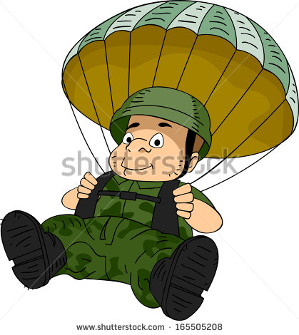 Illustration Of A Male Paratrooper Maneuvering A Parachute   Stock