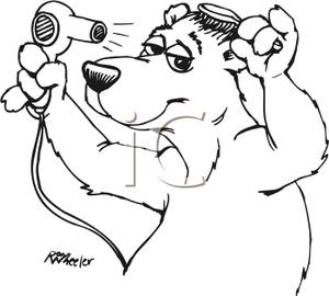 Of A Cute Bear Blow Drying It S Fur   Royalty Free Clipart Picture