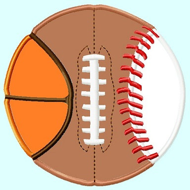 All In One Ball Football Baseball Basketball Applique Embroidery