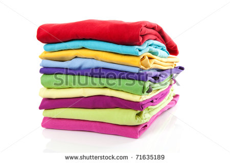 Pile Of Colorful Clothes Over White Background   Stock Photo