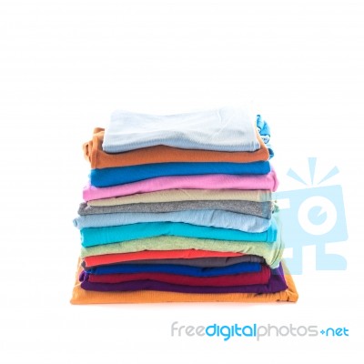 Stack Of Folded Cotton Clothes Stock Photo Royalty Free Image Id