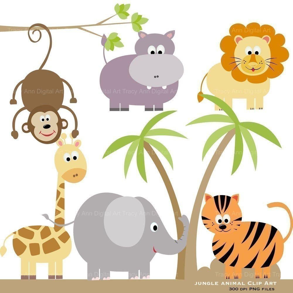 Baby Zoo Animals Clip Art Http   Www Etsy Com Listing 62178575 Jungle