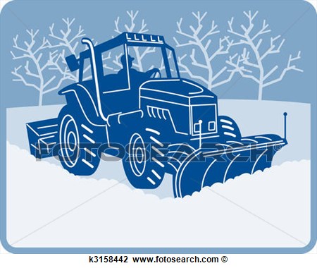 Stock Photo   Snow Plow Tractor Plowing Winter Scene  Fotosearch