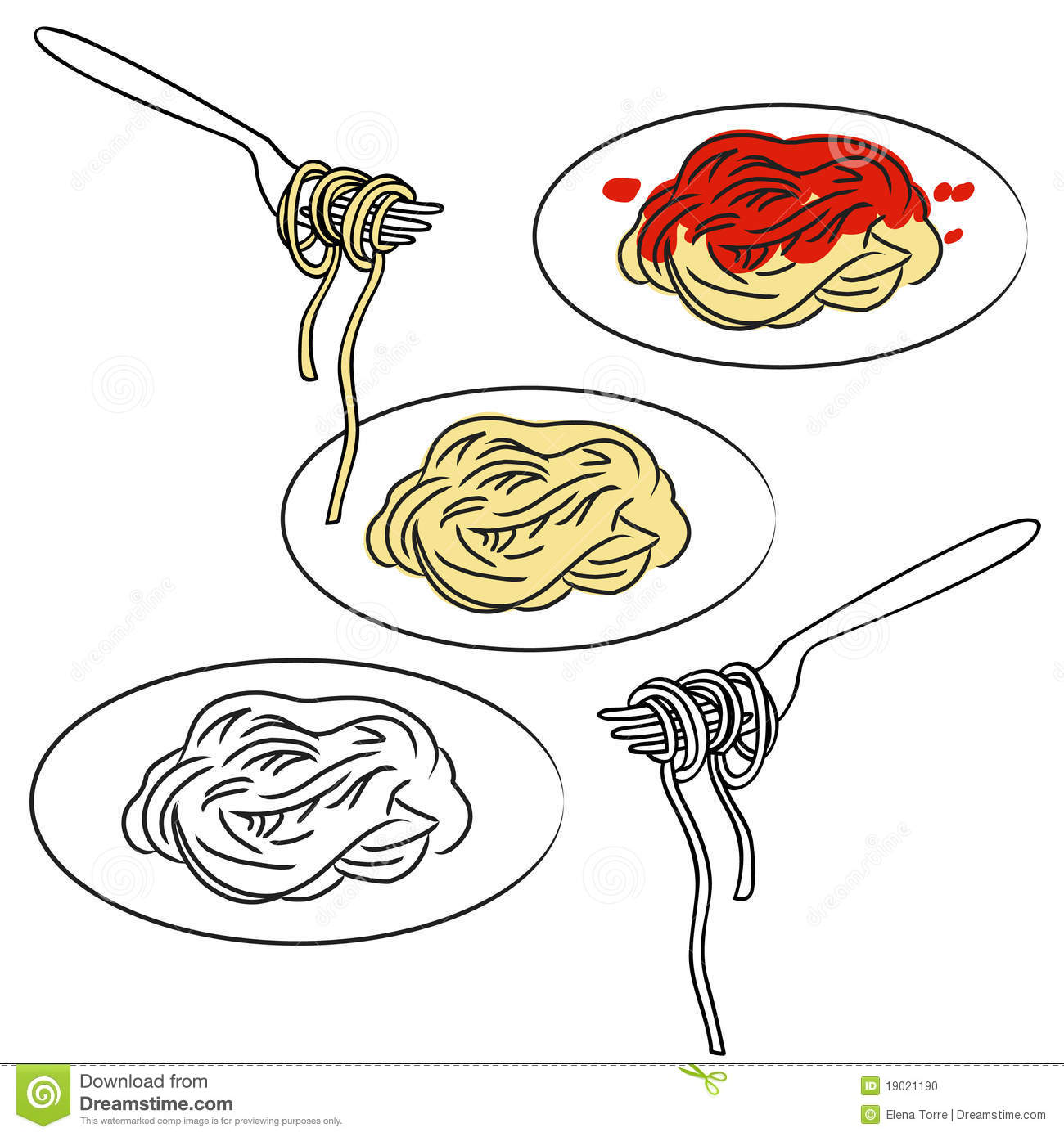 Pasta Noodles Clipart Black And White Spaghetti Pasta Vector