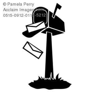 Art Illustration Of A Black And White Mailbox With Falling Letters
