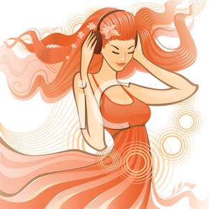 Clipart Image  A Teen Girl Listening To Music