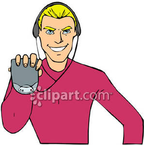 Man Listening To A Portable Cd Player   Royalty Free Clipart Picture