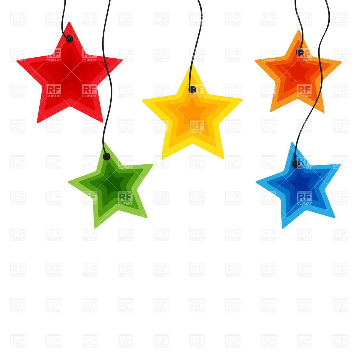 Five Colorful Hanging Stars 23131 Objects Download Royalty Free