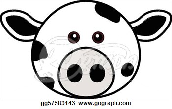 Stock Illustration   Cute Cow Face  Clipart Drawing Gg57583143