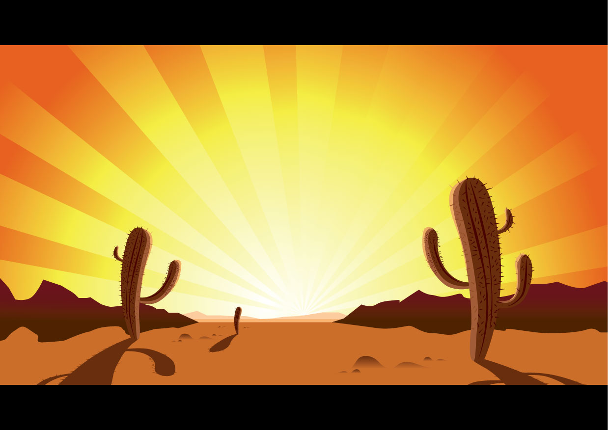 Sunset Desert Cactus Clip Art Free Vector   4vector