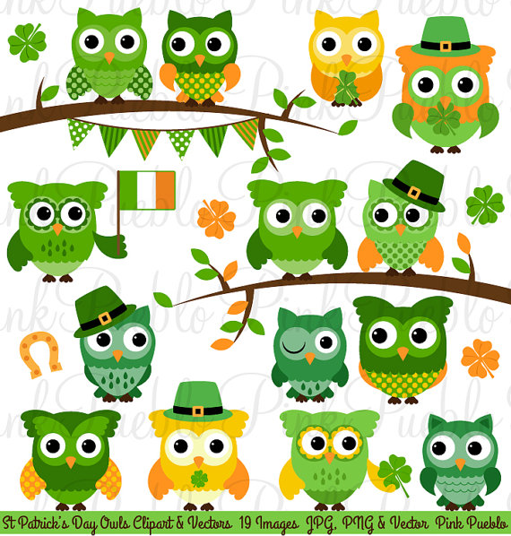 St Patrick S Day Owl Clipart Clip Art St Patricks Day Owls Bird