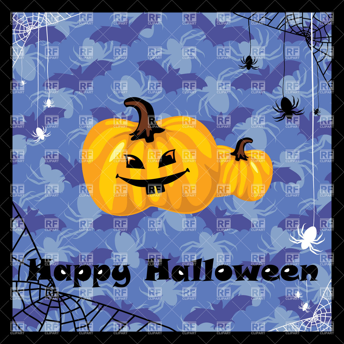 Funny Halloween Pumpkin On Blue Festive Background Download Royalty