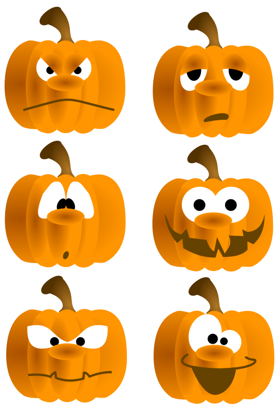 Funny Pumpkin Clipart Of Six Funny Pumpkin Faces