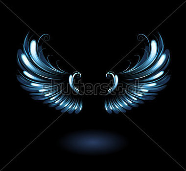 Religion   Glowing Stylized Angel Wings On A Black Background