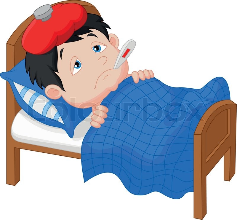 Stock Vector Of  Vector Illustration Of Sick Boy Cartoon Lying In Bed