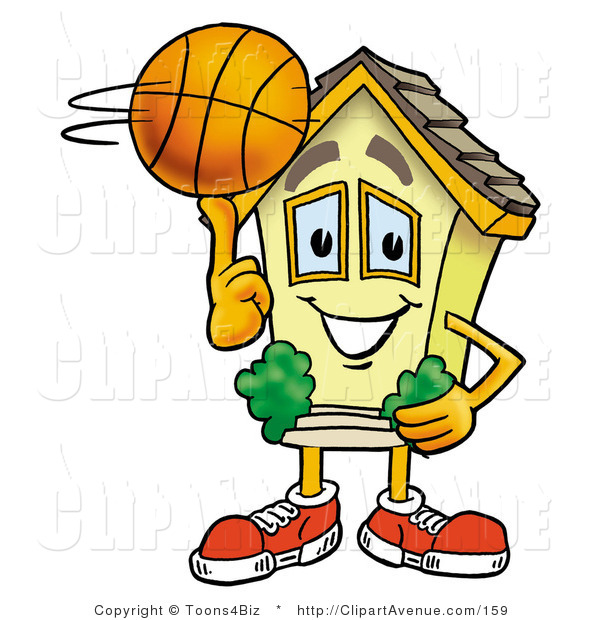 Avenue Clipart Of A Sporty House Mascot Cartoon Character Spinning A