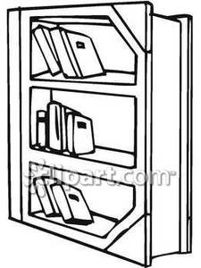 Black And White Bookshelf   Royalty Free Clipart Picture