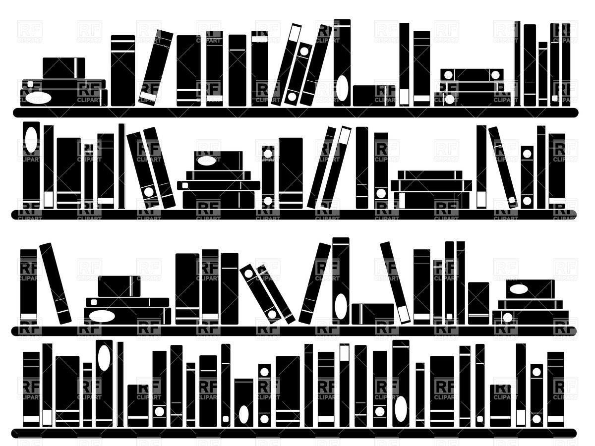 Books On Shelves   Silhouette Of Bookshelf Objects Download Royalty