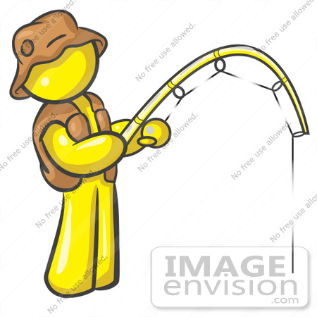 Clip Art Graphic Of A Yellow Guy Character Fishing    37799 By Jester