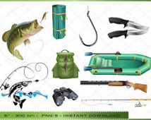 Fishing Clipart   Clip Art Of Fishing Equipment   For Scrapbooking