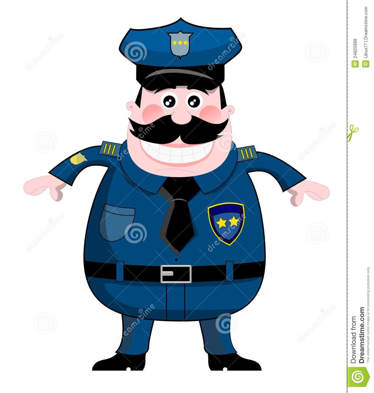 Cartoon Policeman In Uniform Isolated On White Background  You Can