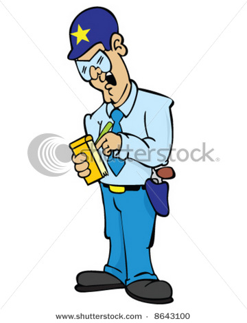 Of Policeman In Uniform Writing Ticket Vector Clipart Illustration