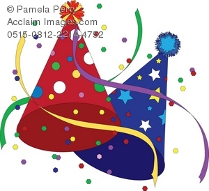 Clip Art Illustration Of Colorful Party Hats   Acclaim Stock