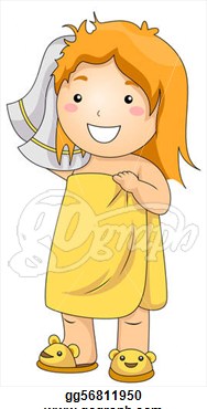 Girl Who Have Just Come Out Of The Shower Clipart Drawing Gg56811950