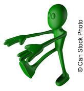 Sleepwalking   Green Guy Is Sleepwalking   3d Illustration