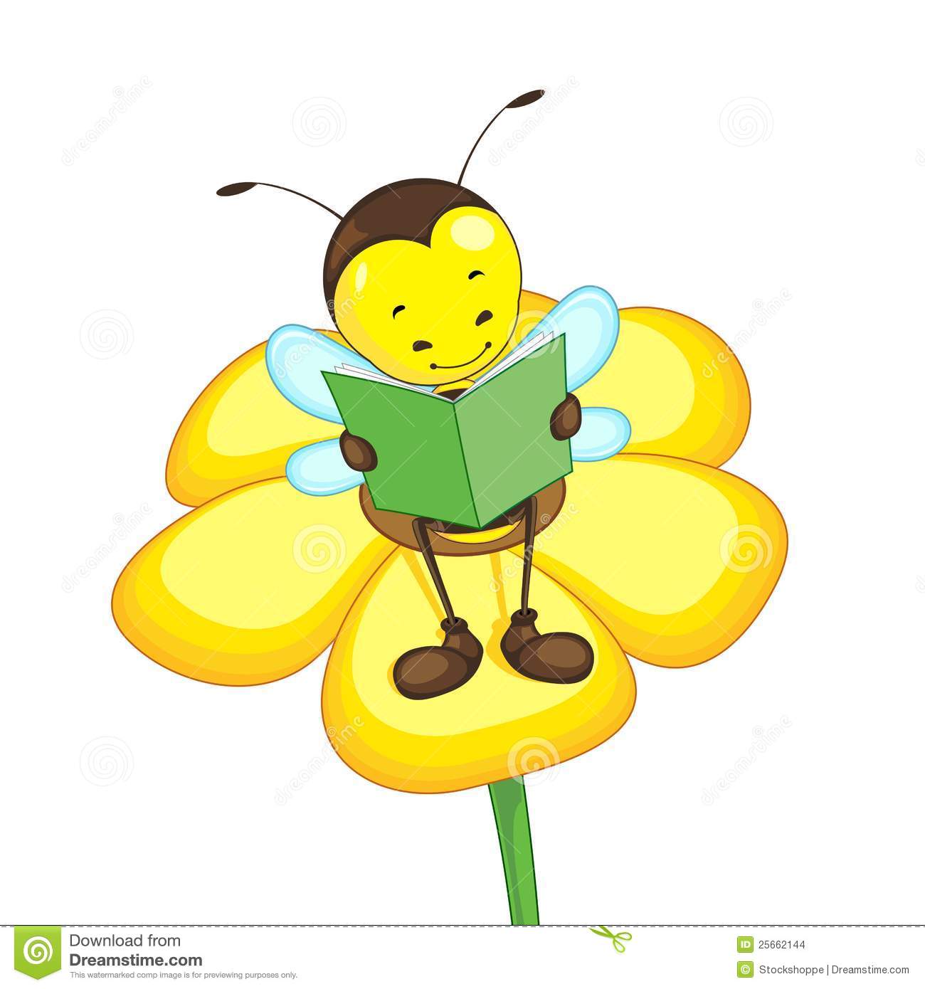 Bee And Flower Clipart Bee Reading On Flower Stock Images   Image