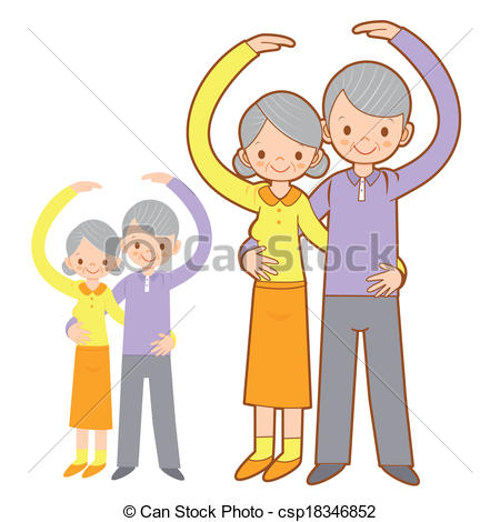 Clipart Vector Of Grandfather And Grandchild Mascot Love Gesture Home