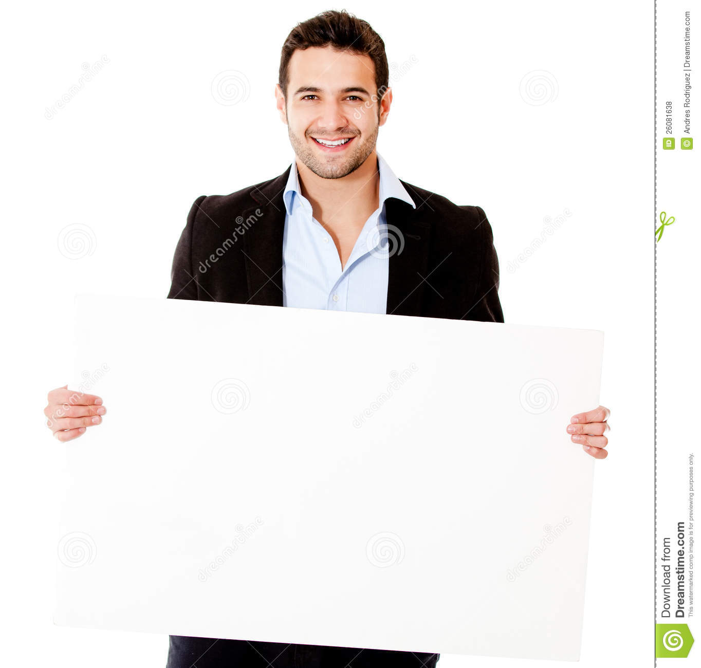 Casual Business Man With A Banner Royalty Free Stock Photos   Image