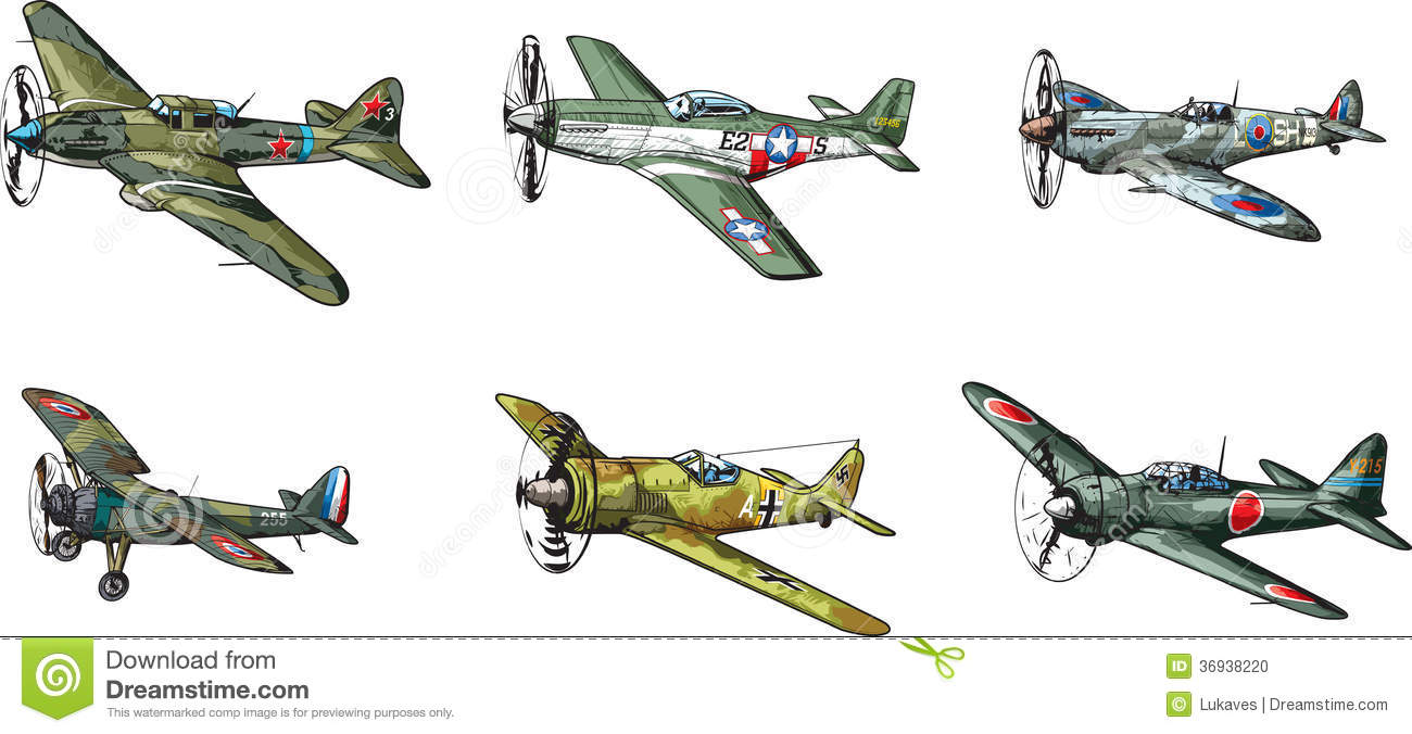 Vector Collection Of Military Aircraft Of World War Ii