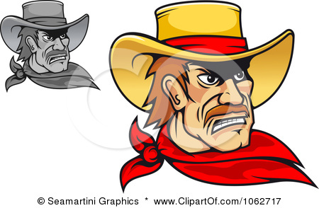 Royalty Free Clipart Illustration Of Wild West Outlaws Digital Collage