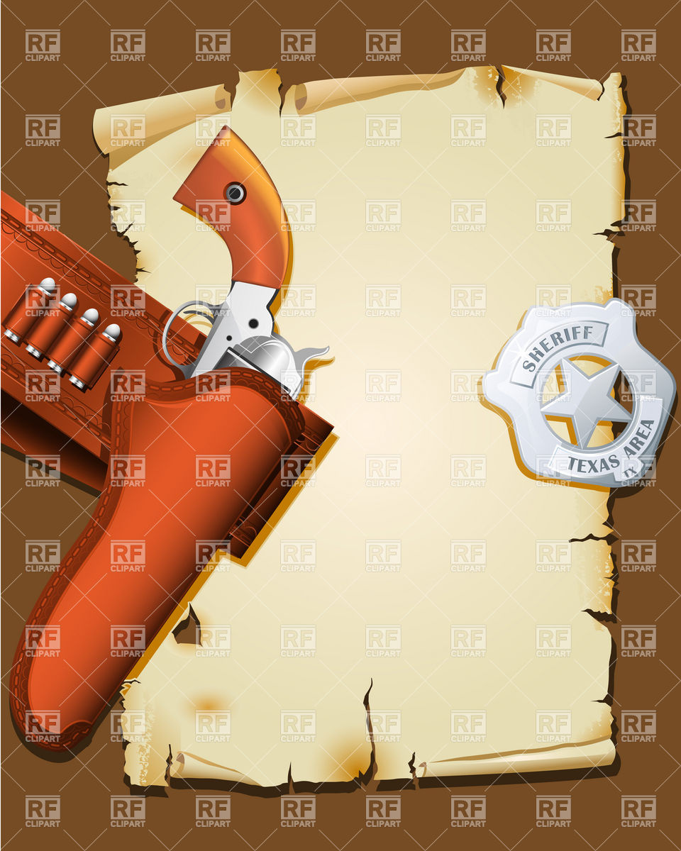 Wild West Poster With Handgun And Sheriff Badge 6066 Borders And