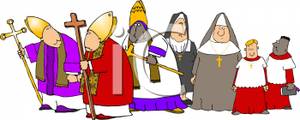 Cartoon Of A Group Of Religious People   Royalty Free Clipart Picture