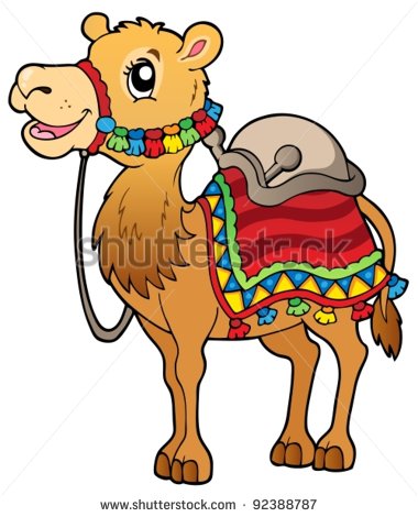 Cartoon Camel With Saddlery   Vector Illustration    Stock Vector