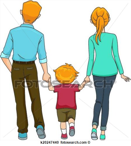Clipart   Back View Family Walking  Fotosearch   Search Clip Art