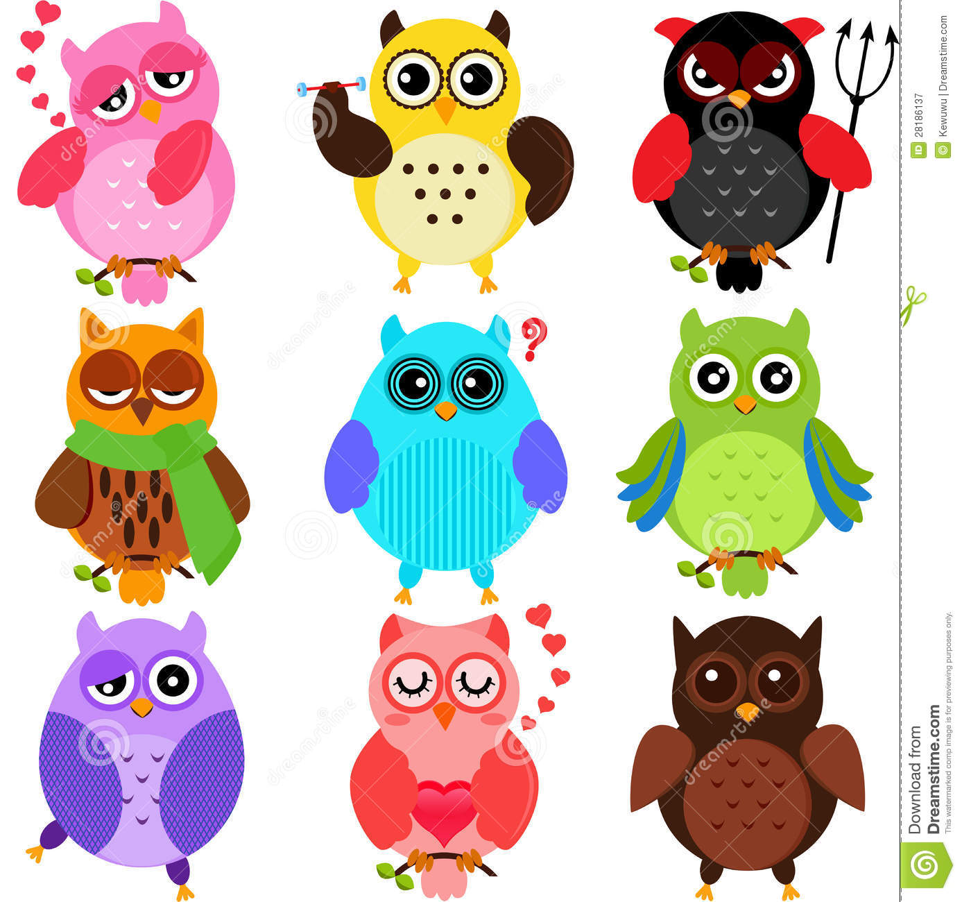 Colorful Owl Clipart Colorful Owls Royalty Free