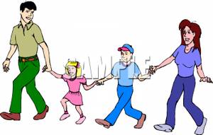 Family Walking And Holding Hands   Royalty Free Clipart Picture