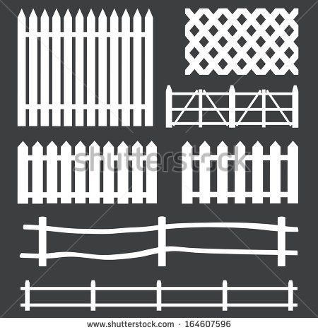 Farm Fence Clipart Black And White Vector Set Of White Rural