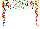 Streamers And Fireworks Celebration Card Streamers Background With