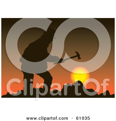 61035 Royalty Free Rf Clipart Illustration Of A Silhouetted Miner