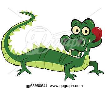 Clip Art Vector   A Funny Goofy Looking Cartoon Alligator With Tongue